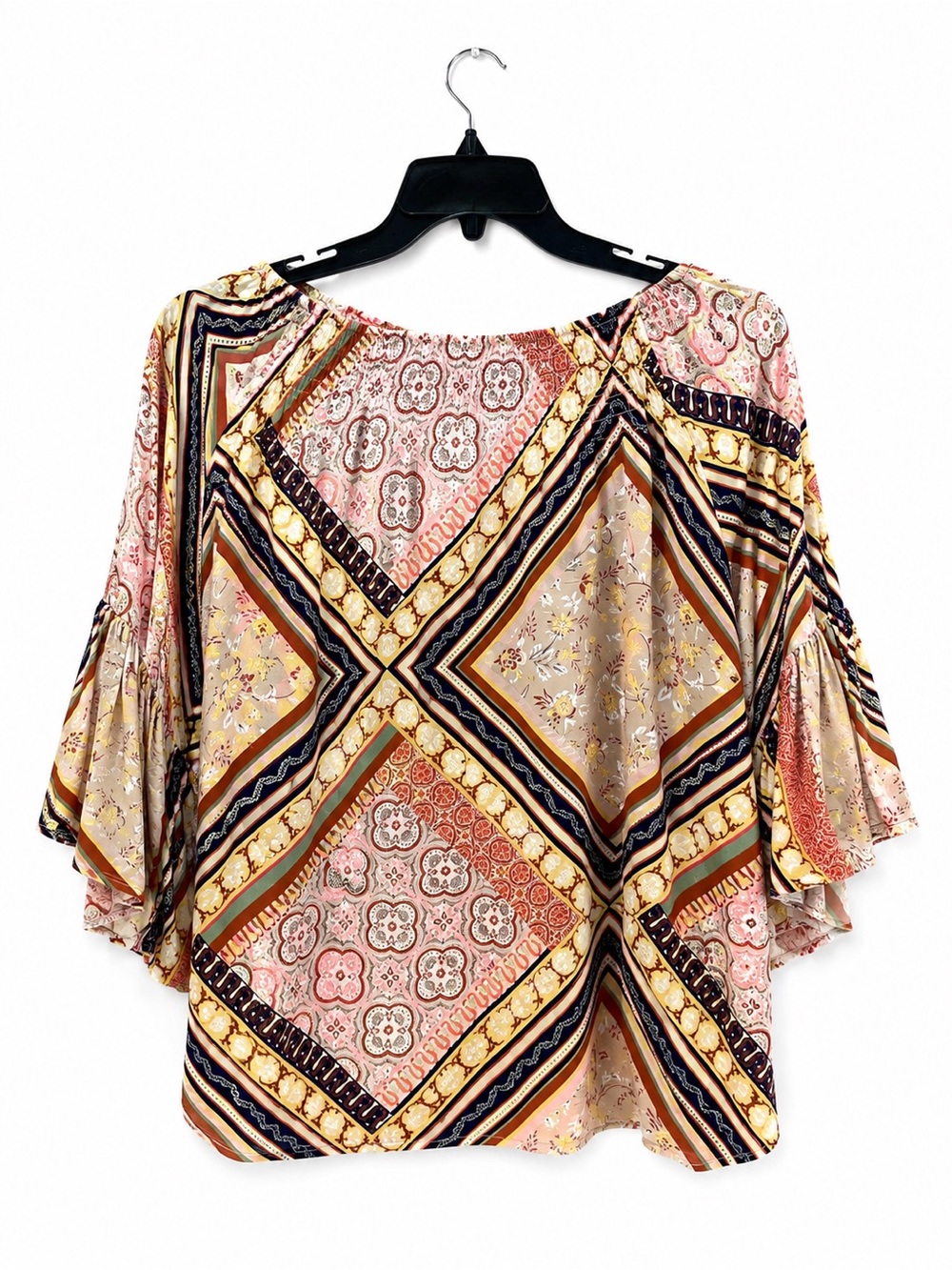Boho Patchwork Peasant Blouse Flutter Sleeve XL | Cato - Picture 3 of 11